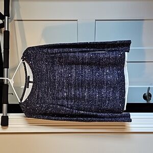 White House Black Market blue sequin sweater